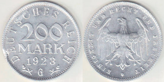 1923 G Germany 200 Mark A000256